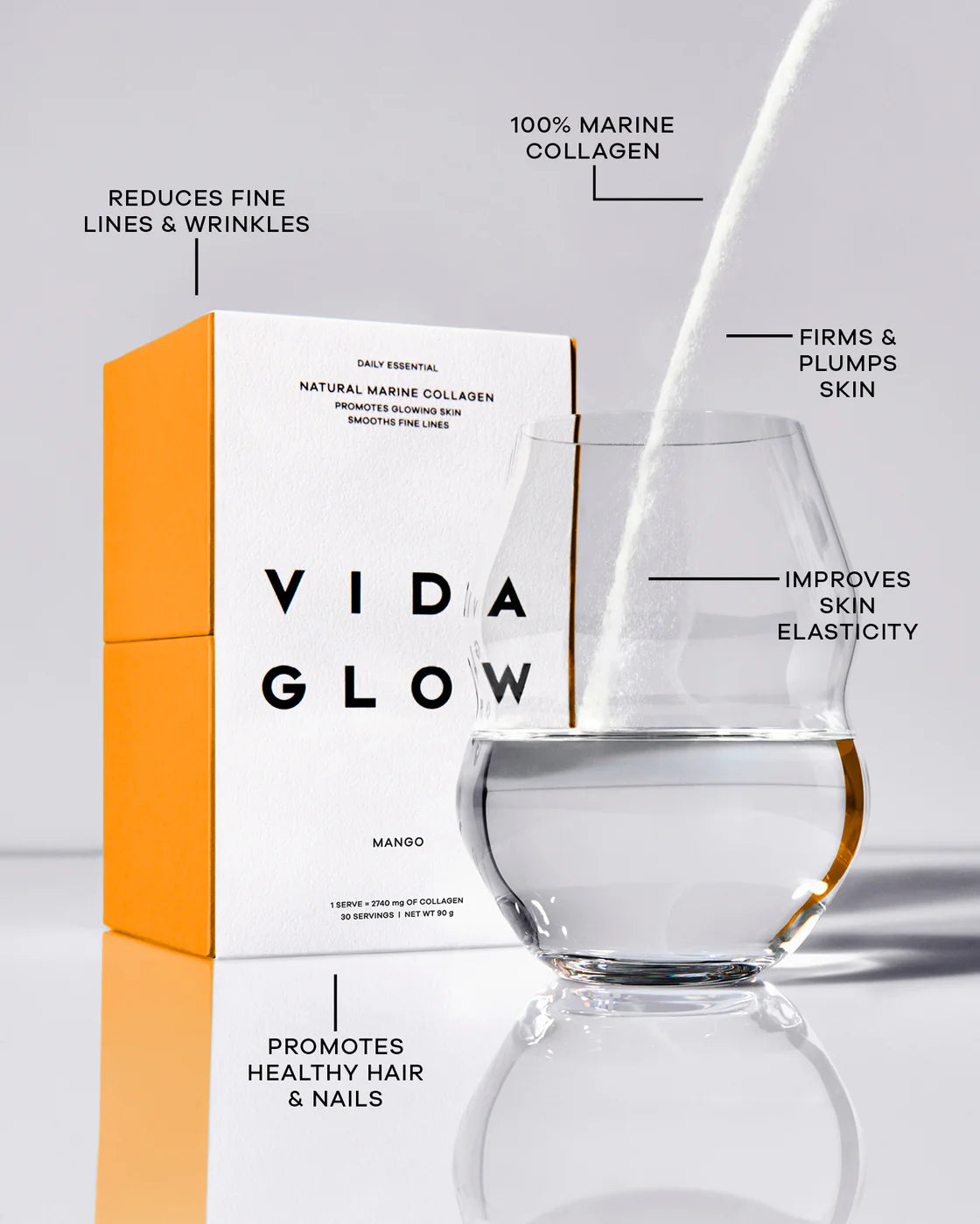 Vida Glow Natural Marine Collagen Sachets Mango